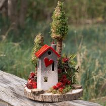 Itens Lanterna de cerâmica para casa com telhado vermelho e janela em forma de coração - 17,5 cm 2 unidades