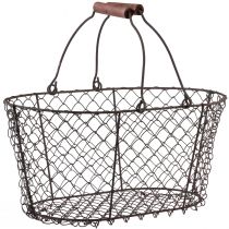 Itens Cesta de arame cesta de malha cesta de metal cabo de ferrugem madeira L30cm