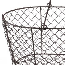 Itens Cesta de arame cesta de malha cesta de metal cabo de ferrugem madeira L30cm