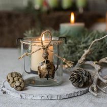 Lanterna de vidro com suporte de luz de chá metal preto Ø9×H10cm