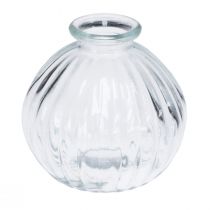 Itens Vaso de vidro pequeno vaso de bola com ranhuras transparentes Ø8,5cm Alt.8cm