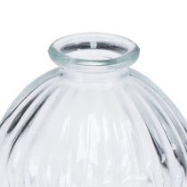 Itens Vaso de vidro pequeno vaso de bola com ranhuras transparentes Ø8,5cm Alt.8cm
