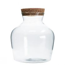 Vidro decorativo com cortiça Jarra decorativa transparente bulbosa Ø20cm A21cm