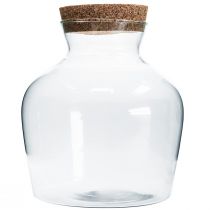 Vidro decorativo com cortiça Jarra decorativa com tampa A25cm Ø24cm