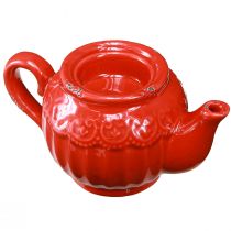 Itens Porta-velas cerâmica decoração bule vermelho 15,5×9,5×8cm 3 un