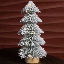 Itens Mini árvore de Natal iluminada LED abeto com neve 28cm