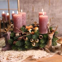 Itens Conjunto de 4 velas decorativas em tom rosa antigo, 70 x 120 mm, tingidas por completo, ideais para casamentos e decoração.