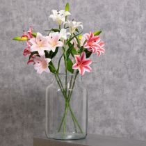 Itens Lírio artificial para decoração elegante de sala de estar com aparência realista, 67 cm, 2 peças.