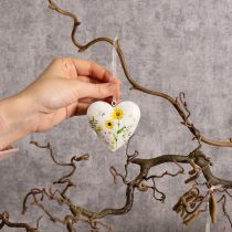 Itens Pingentes em forma de coração com estampa floral para decoração de parede, 7 cm, conjunto de 6 peças