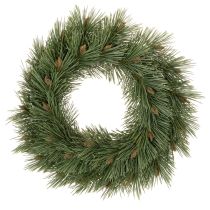 Itens Coroa artificial de ramos de pinheiro com pequenas pinhas, 40 cm