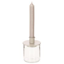 Itens Castiçal de metal bege fosco, pequeno para velas cônicas, 8 cm, conjunto de 3 peças