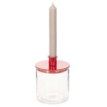 Itens Castiçais compactos de metal vermelho para velas cônicas de 10 cm, 2 peças.