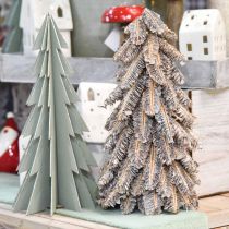 Abeto feito de cones, árvore de Natal coberta de neve, enfeites de inverno, Advento, branco lavado Alt.33cm Ø20cm