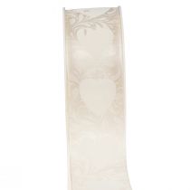 Fita de organza creme fita decorativa corações 40mm 15m