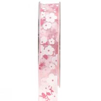 Itens Fita de organza rosa com flores fita para presente 20mm 20m
