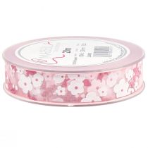 Itens Fita de organza rosa com flores fita para presente 20mm 20m