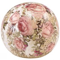 Itens Bola de cerâmica com motivo rosa faiança decorativa de cerâmica 12cm