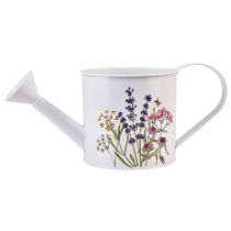 Itens Regador de metal branco com motivo floral, 13,5 cm, vaso decorativo.