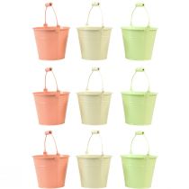 Itens Balde com alça para plantador metal pastel Ø10cm Alt.8cm 9pcs