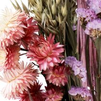 Itens Buquê de flores secas flores de palha praia lilás rosa 58cm