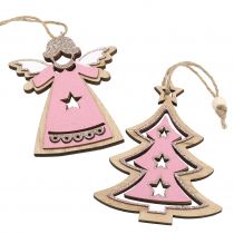 Itens Decoração da árvore de Natal natural, rosa 11 cm 8 unidades