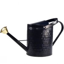 Itens Regador decorativo em metal xadrez azul e dourado vintage, design retrô para uso interno, jardim ou varanda, 65 cm