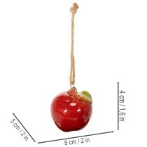 Itens Maçãs decorativas de outono em cerâmica para pendurar, 5 cm, conjunto de 4 peças