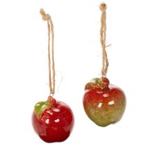 Itens Maçãs decorativas de outono em cerâmica para pendurar, 5 cm, conjunto de 4 peças