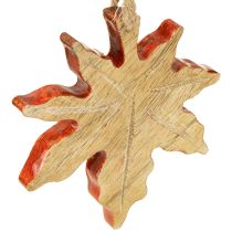 Itens Decoração de madeira com folha de bordo outono verde vermelho marrom H10cm 6 peças