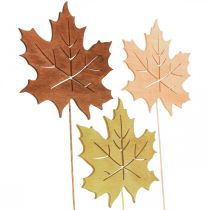 Estaca de jardim outono folha de bordo madeira W9.5cm L31cm 12pcs
