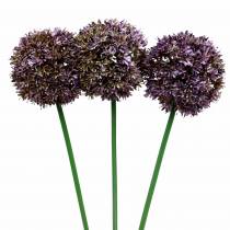 Cebola decorativa Allium artificial lilás 70 cm 3 unidades