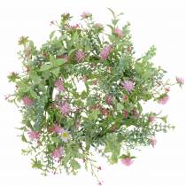 Coroa de prado flocada com trevo rosa, verde Ø30cm