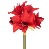 Itens Flor artificial de amarílis vermelha com haste, decoração floral para o Natal, 50 cm