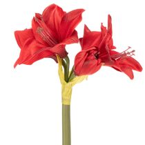 Itens Flor artificial de amarílis vermelha com haste, decoração floral para o Natal, 50 cm