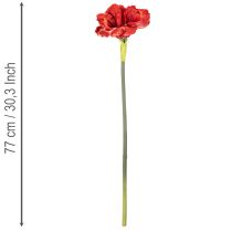 Itens Flor artificial de amarílis vermelha, com haste longa, para vaso e arranjos, 77 cm.