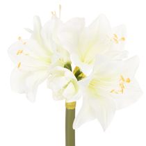 Itens Flor artificial de amarílis branca, com haste, para o Advento e Natal, 50 cm