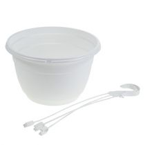 Itens Cesto suspenso de flores 25cm branco