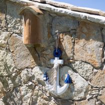Itens Âncora cabide decorativo de madeira branco azul natural 32x2,5x22cm