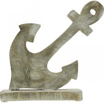 Itens Âncora de madeira, âncora decorativa, shabby chic, branca, natural, 22 cm