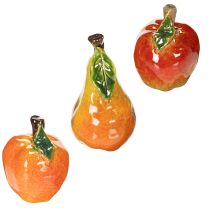 Itens Conjunto de frutas artificiais: maçã e pera, item decorativo de outono, 12 cm, 3 peças