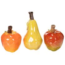 Itens Conjunto de frutas artificiais: maçã e pera, item decorativo de outono, 12 cm, 3 peças