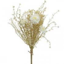 Itens Bouquet ásteres artificiais e gypsophila bege, branco 43cm