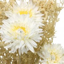 Itens Buquê artificial de ásteres e gipsofila em tons de bege e branco, perfeito para decoração de casamentos e arranjos de outono, 43 cm.