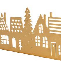 Itens Decoração de Advento com silhueta de casa sobre base de madeira de 29 cm