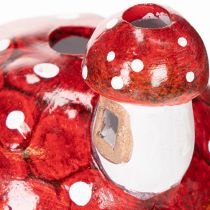 Itens Casinha decorativa em forma de cogumelo para vela pequena, pintada à mão com torre, 21 cm