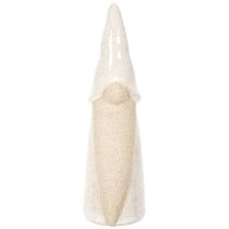 Itens Conjunto de 3 estatuetas decorativas de gnomos, em cerâmica clara, estilo escandinavo, 18 cm.