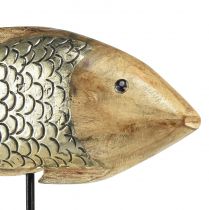 Itens Peixe de madeira com decoração de metal decoração de peixe 35x7x29,5cm