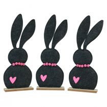 Itens Decoração de mesa decoração de coelhinho da Páscoa em feltro preto com coração 45 cm 3 unidades