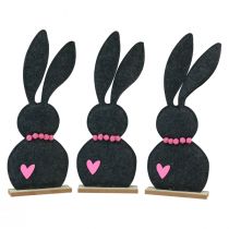 Itens Decoração de mesa decoração coelhinho da Páscoa feltro preto com coração 45cm 3 peças