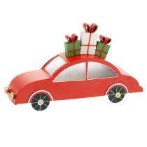 Carro de Natal com LED vermelho metal 25cm Alt.14,5cm para bateria.